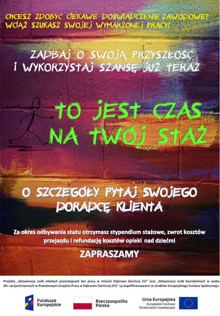 Plakat promocyjny do staży z RPO i PO WER