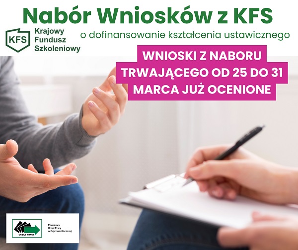 Obrazek dla: Wnioski z naboru od 25 do 31 marca zostały ocenione.