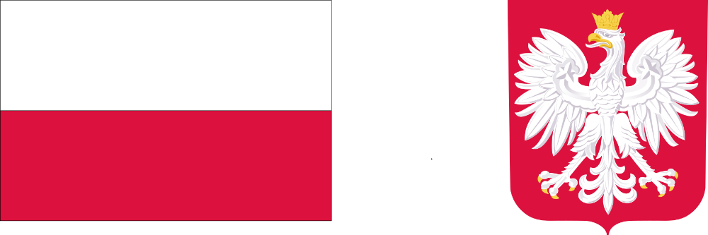 Logotyp składający się z dwóch znaków z lewej strony flaga Polski z prawej strony godło Polski