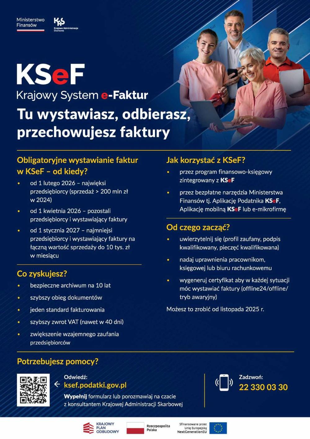 plakat promujący szkolenia w ramach  Krajowego Systemu e-Faktur (KSeF)